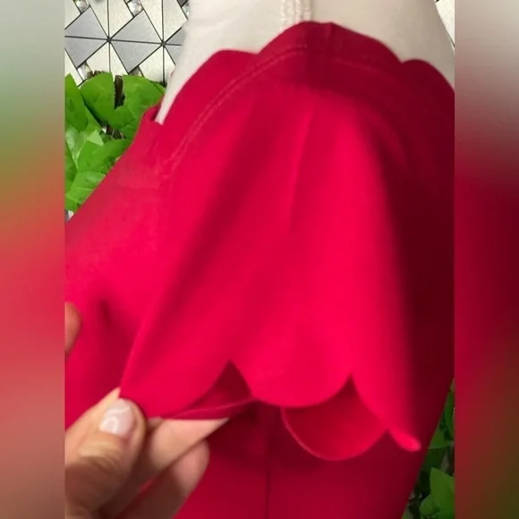 SHEIN EUC XS Burgandy/Red Scallop Short Off Shoulder Dress - Picture 6 of 14